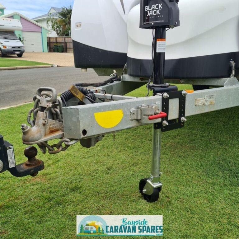 Black Jack™ Trailer Jack BJTJ100012V Electric Trailer Jack with Clamp Bayside Caravan Spares
