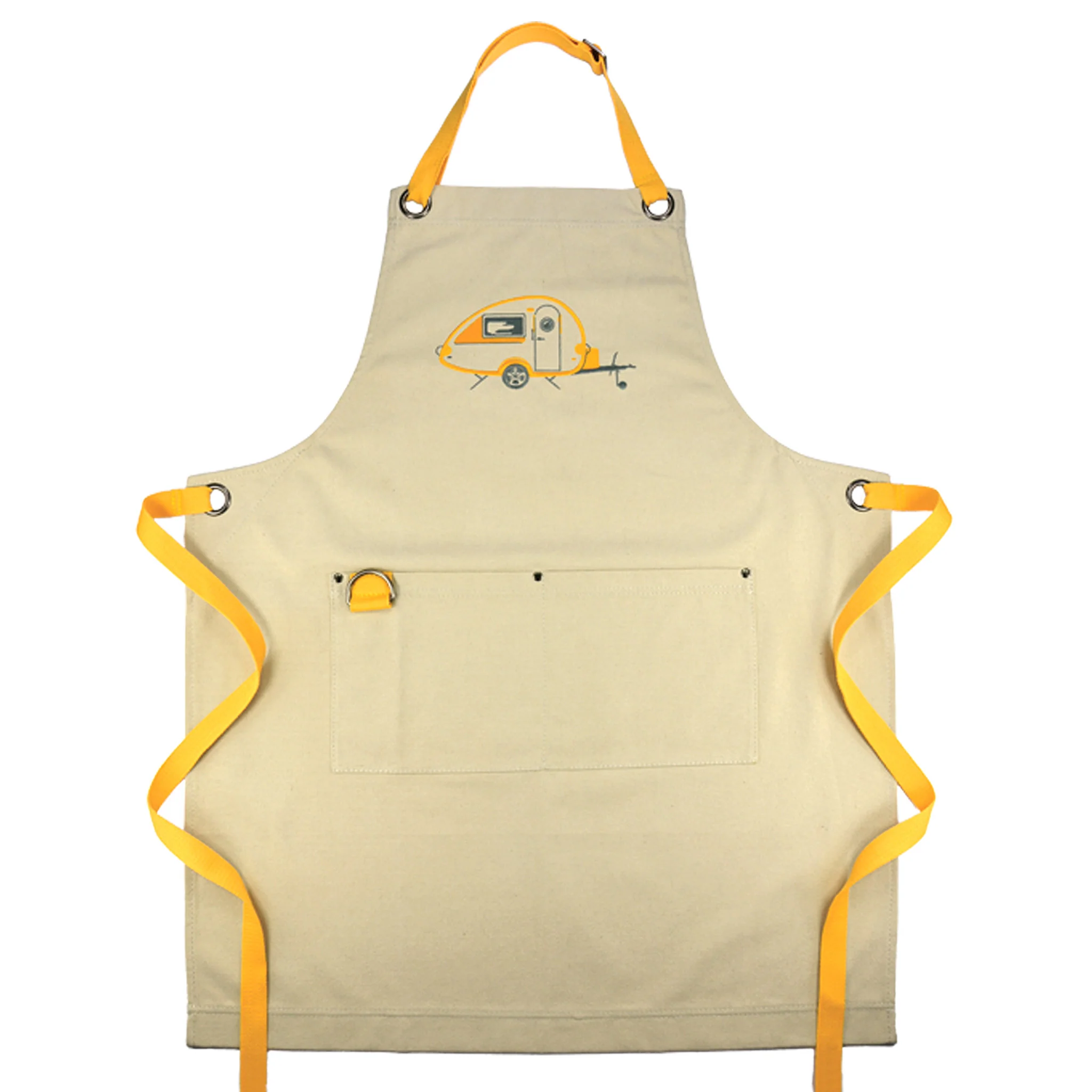 Embroidered Apron-Teardrop Caravan-Autumn Yellow-Van Go Collection - Image 3