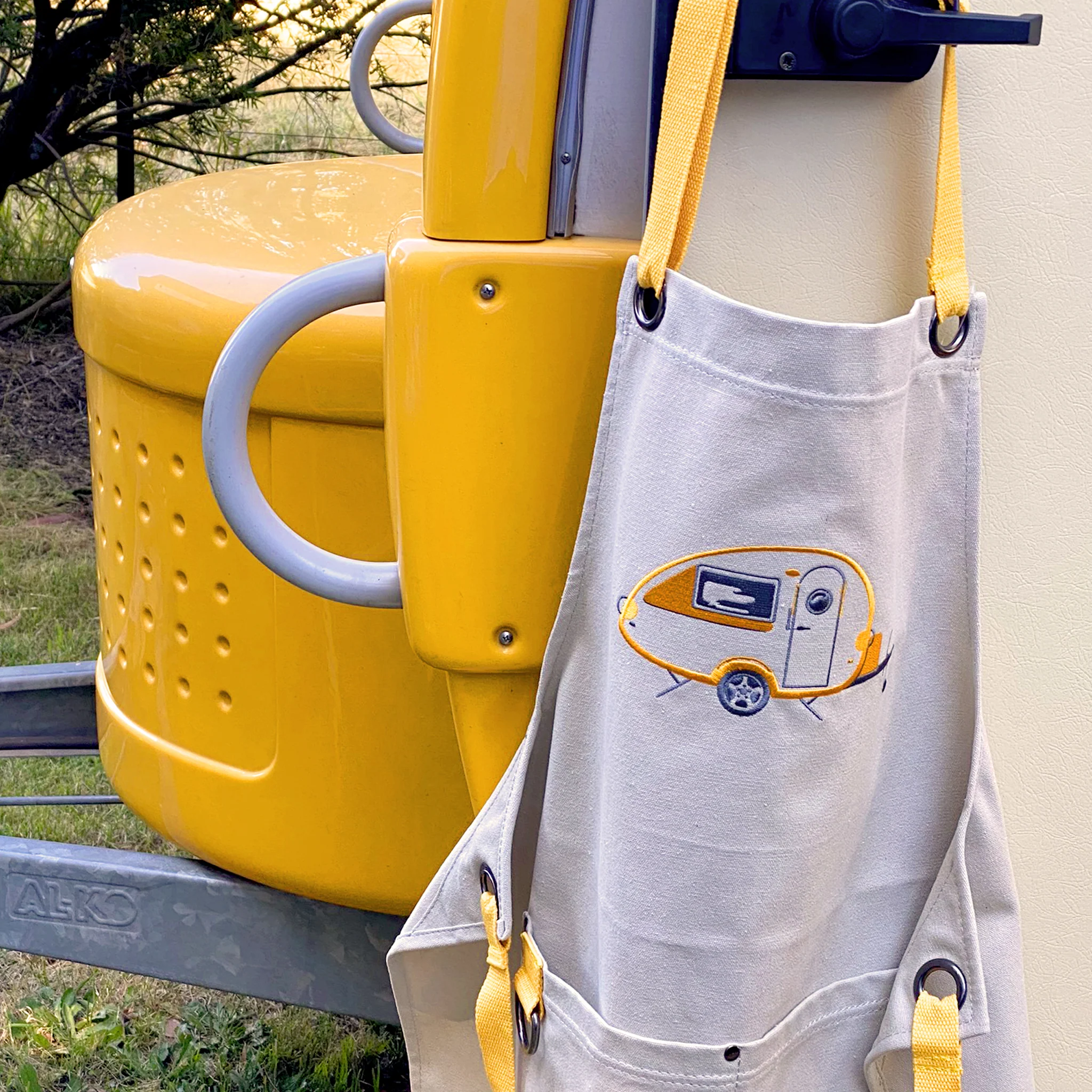 Embroidered Apron-Teardrop Caravan-Autumn Yellow-Van Go Collection