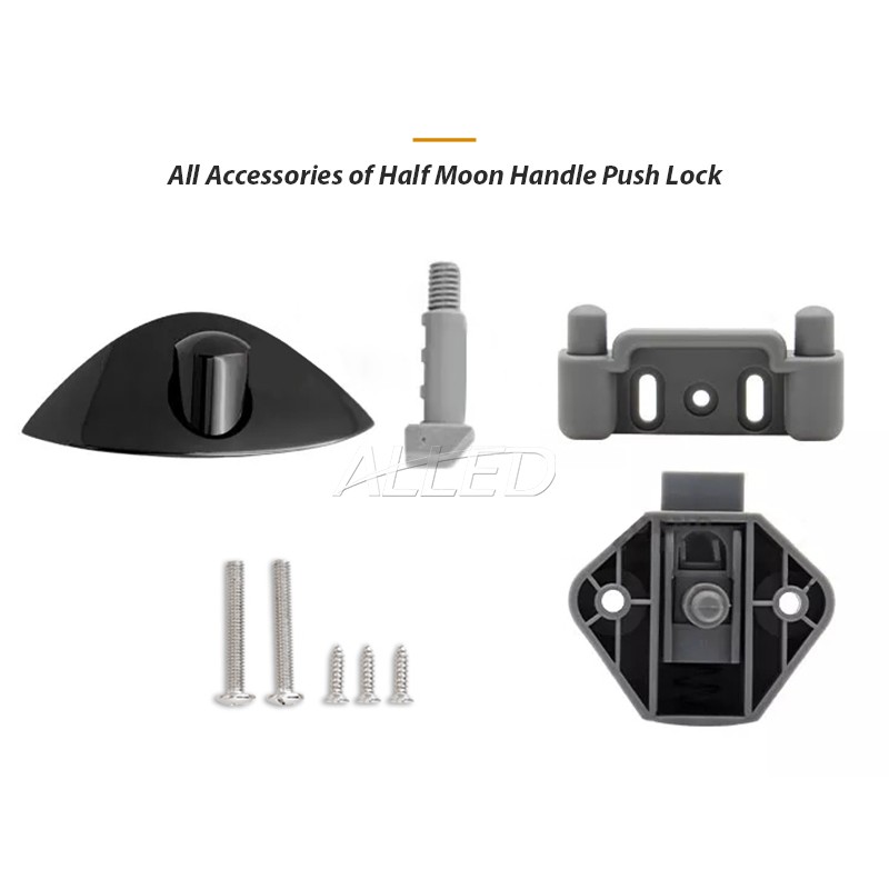 2x Zinc Alloy Half Moon Handle Push Lock Latch Knob Caravan RV Cupboard  Drawer Camper Kitchen Cabinet Door Locks Hardware