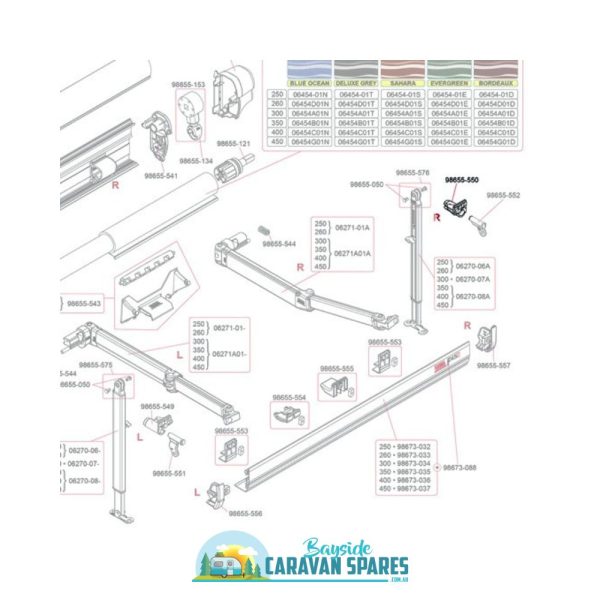 98655-550: Fixing Kit For Right Leg - Suit Fiamma F45 S Awnings