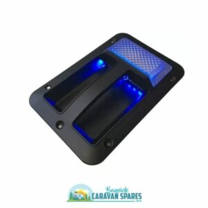 CARAVAN BLACK ASSIST GRAB DOOR HANDLE 12VLED WHITE & BLUE LIGHT & ON OFF SWITCH