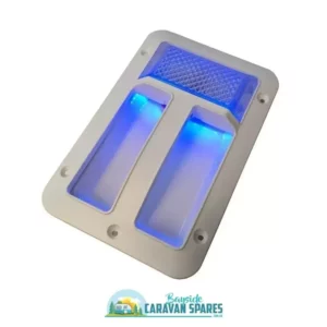 CARAVAN WHITE ASSIST GRAB DOOR HANDLE 12VLED WHITE & BLUE LIGHT & ON OFF SWITCH